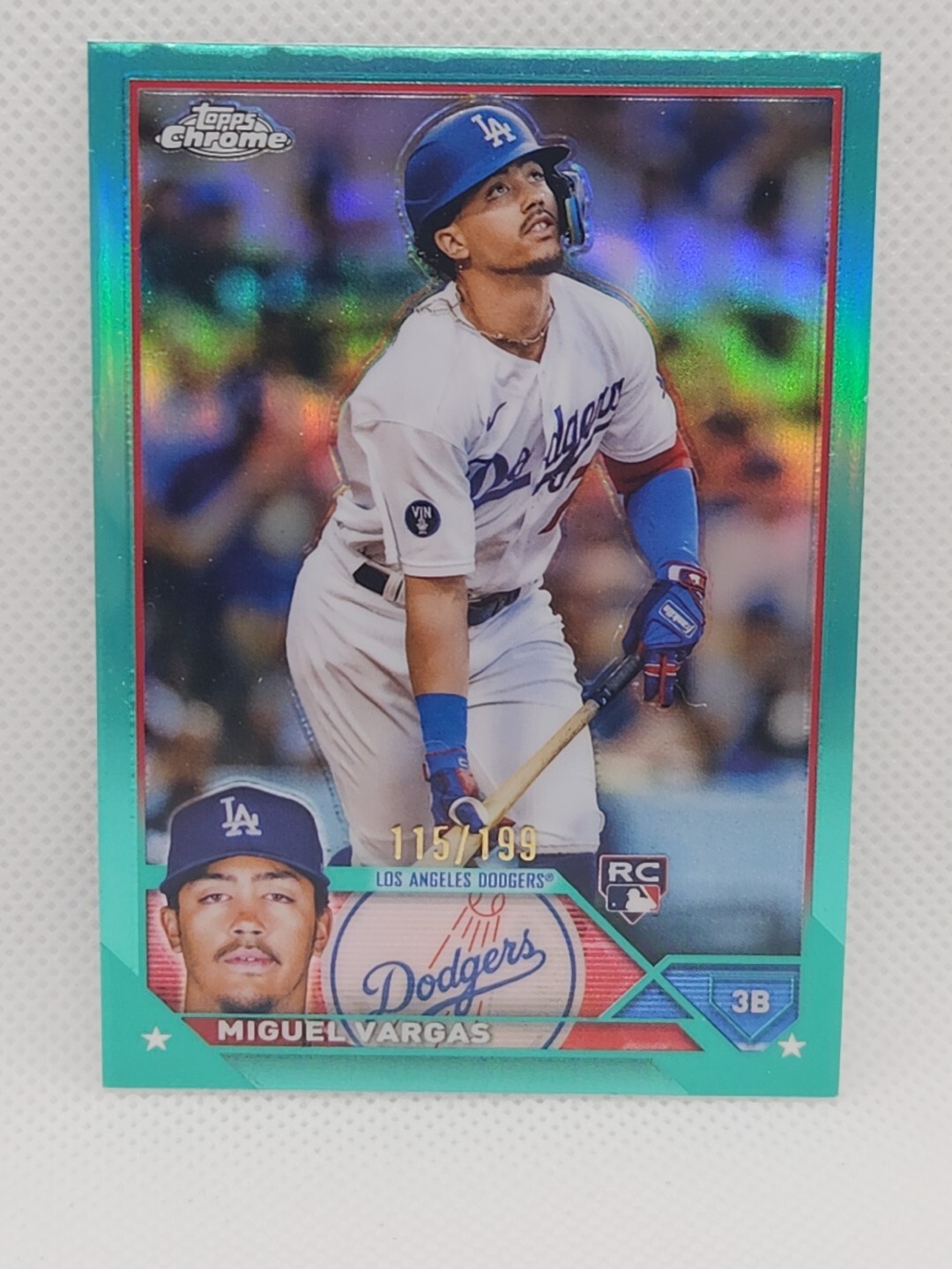 2023 Topps Chrome Miguel Vargas Rookie Aqua Refractor 115/199 #161 Dodgers