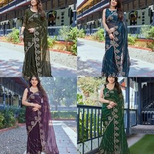 Women's Traditional Embroidered Simmer Saree