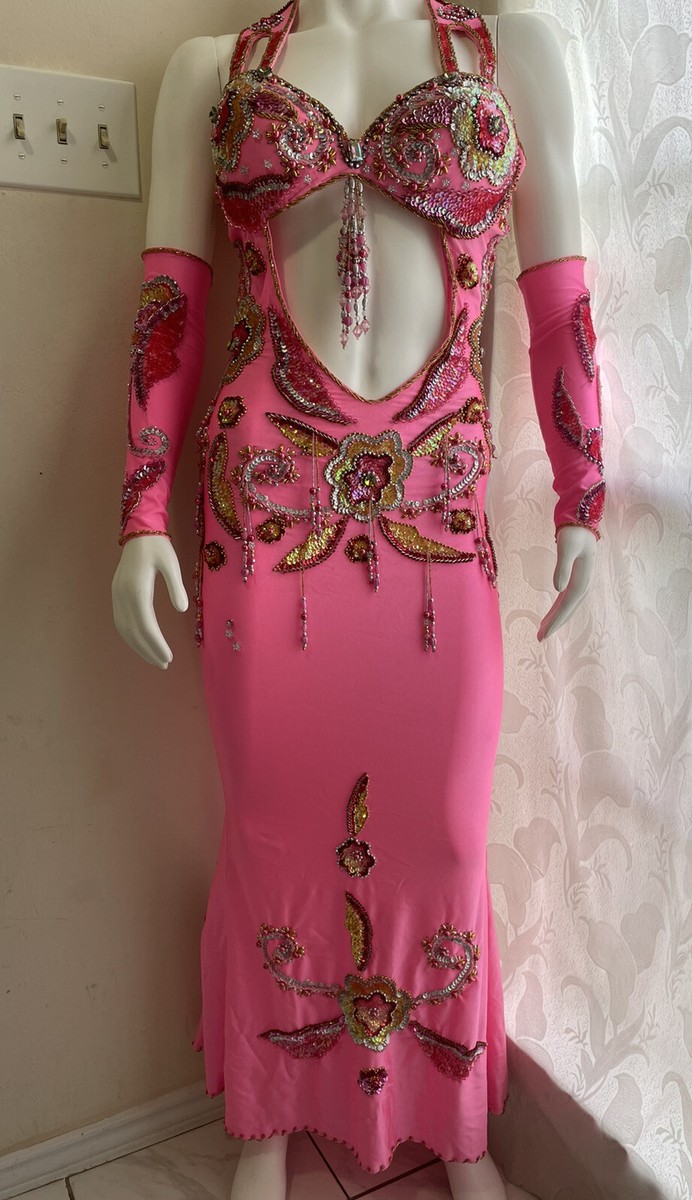 Vintage Pink Handmade Egyptian Professional 4 pc Belly Dance