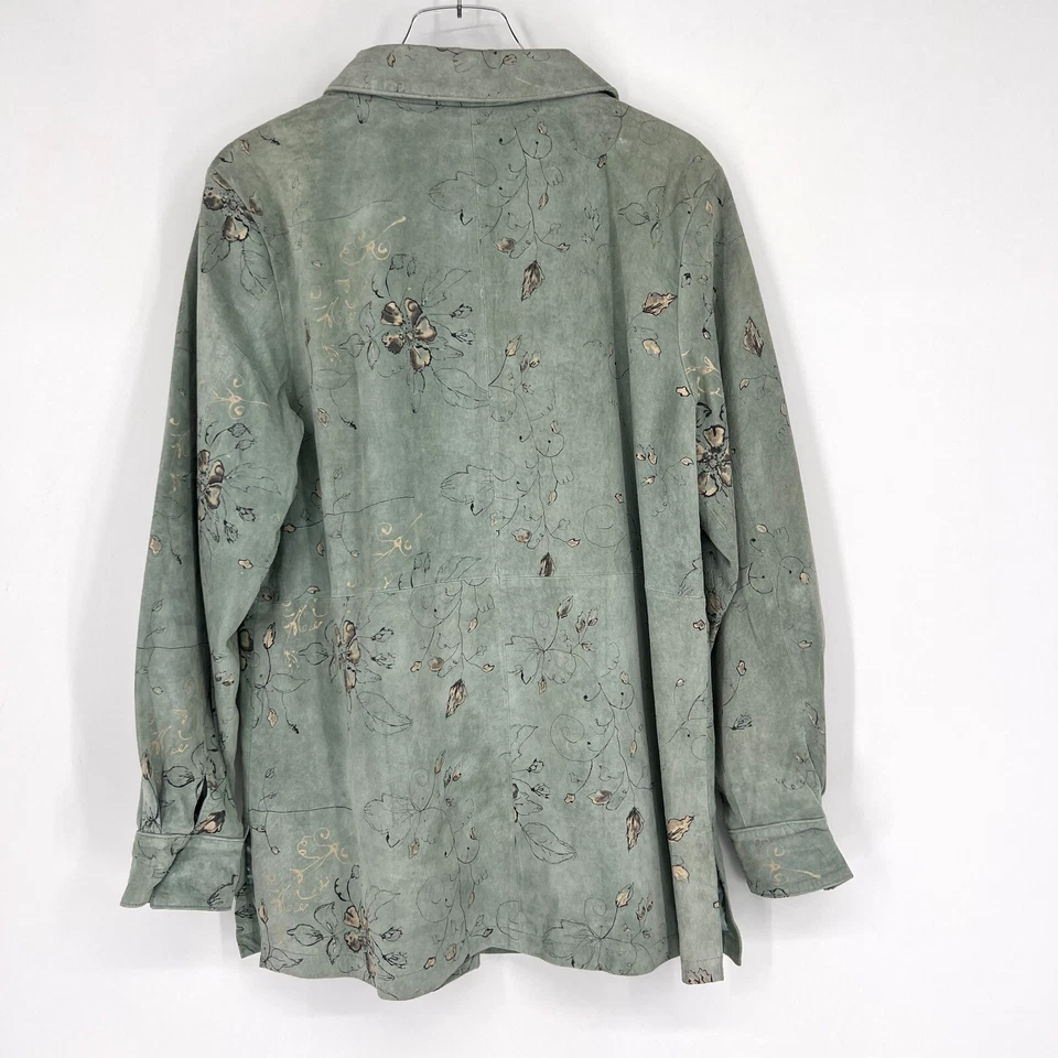 Dialogue Leather Jacket Womens L Floral Painted Cottage Artsy Boho Feminine - Image 2 of 4