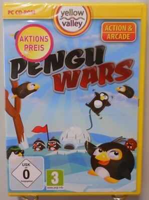 Pengu Wars PC Spiel Software CD-ROM Action Arcade Hilf den Pinguinen Spaß #T176A