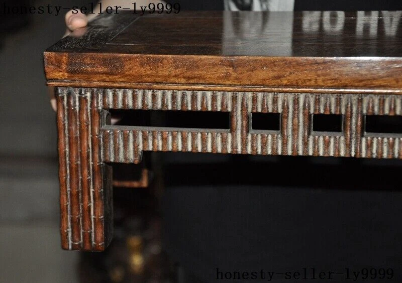 15" Antiguo Chino Huanghuali Madera Tallada Té Ceremonia Mesa de Té Escritorio Mesas Estatua Foto 2 de 4