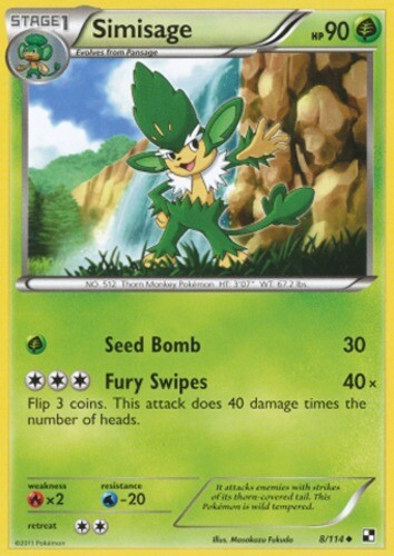 Pokemon - Simisage - 8/114 - Uncommon - Black and White - NM