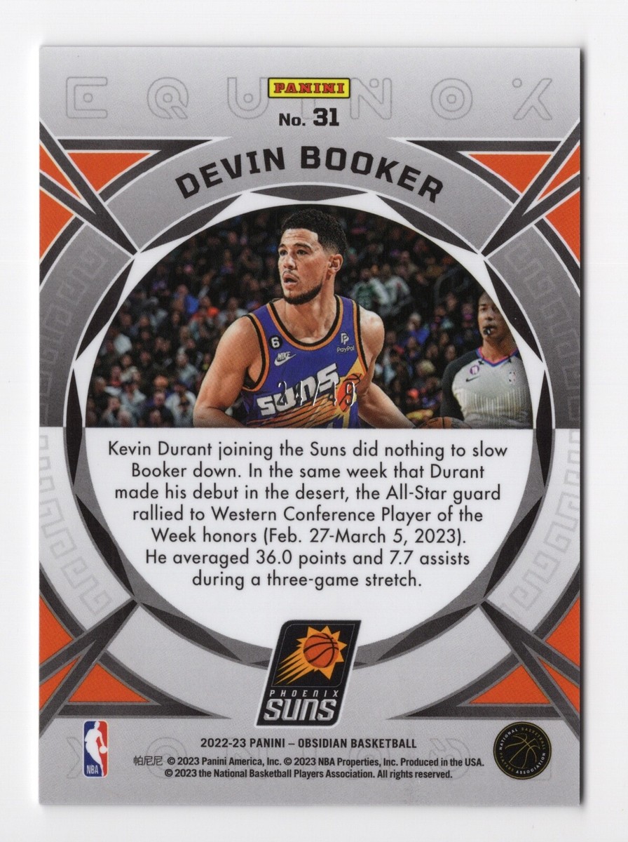 Devin Booker 2022-23 Obsidian Basketball Equinox Purple Flood #'d