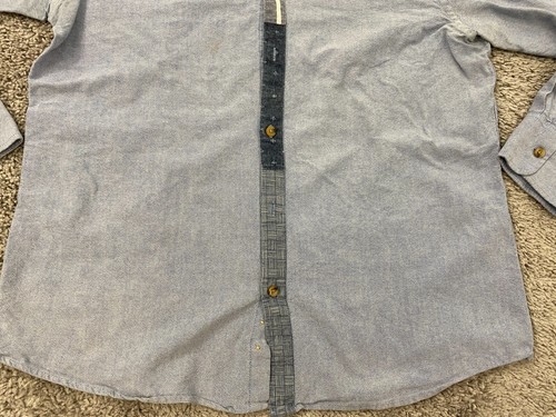 Five Four Button Down Shirt Mens Large Denim Blue Casual Office Cotton - Picture 7 of 16