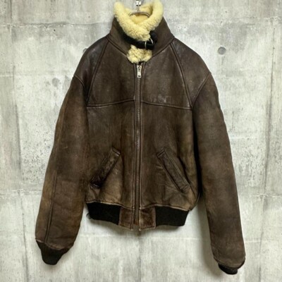 Schott B-6 Mouton Boa Leather Flight Jacket 40 Size Military Brown