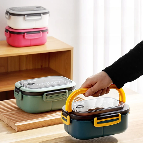 1.2L Microwaveable Lunch Box Bento Box with Fork Spoon for School UK - Picture 3 of 14