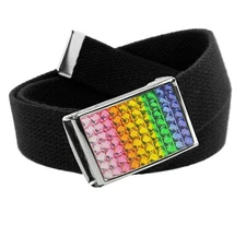 Build A Belt Adult Rainbow Rhinestone Flip Top 1.25" Wide Buckle with Web Belt