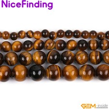 Natural Yellow Tiger's Eye Beads Loose Jewelry Making Beads 15" 2mm Big Hole