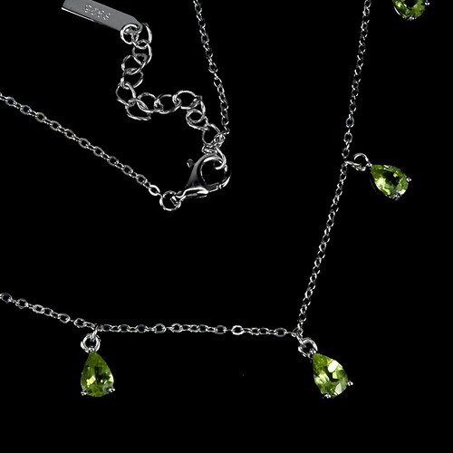 925 Sterling Silver Necklace Pear Peridot Natural Gemstone jewelry 18inches - Picture 2 of 13