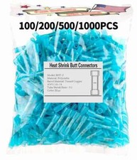 1000Pcs Heat Shrink Waterproof Wire Connectors Blue 14-16AWG Butt Seal Terminals