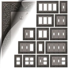 Antique Nickel English Garden Switch Plates Duplex Outlet Wallplate Toggle GFCI