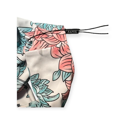 Zaful costume da bagno avorio floreale bikini fondo donna taglia small/4 - Foto 5 di 5