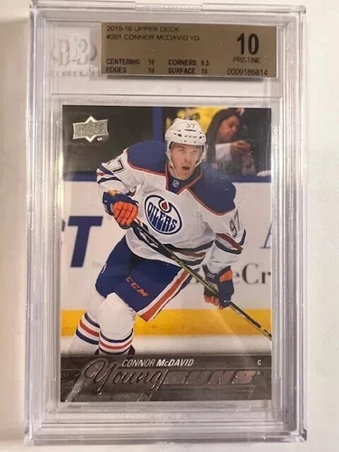 Connor McDavid 2015-16 Upper Deck Young Guns Rookie RC #201 BGS 10 Pristine