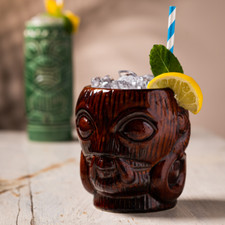Bora Bora Tiki Mug Brown 16oz / 450ml - Ceramic Hawaiian Cocktail Mug