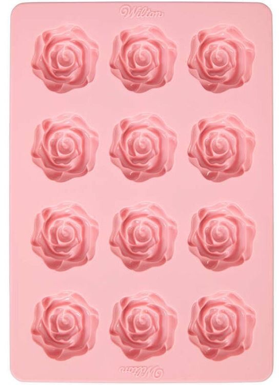 Wilton Rose Silicone Candy Mold 12-cav. for cupcake toppers mints wedding roses