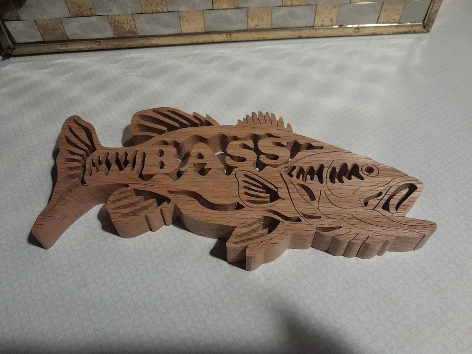 木制老式三维鱼拼图 Ray Cole 著。 鱼装饰鱼艺术 — 第 3/4 张图片