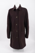 Vintage J. Crew Womans Brown Boiled Wool Coat Mid Length Size Petite Large Pl