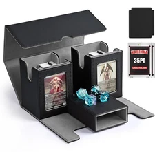 Card Deck Box for MTG with 2 Commander Display Windows, Removable Card Storage B