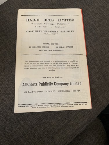 1974/75 Barnsley V Doncaster Rovers Football/Soccer Programme - Picture 2 of 3