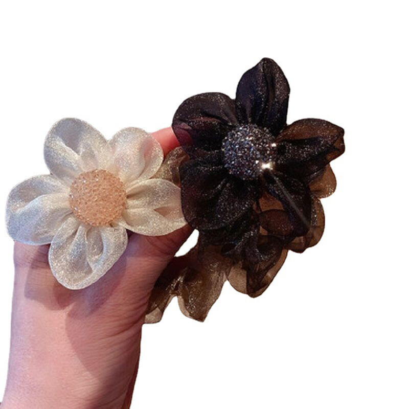 Korean Style Fashion Mesh Flower Elastic Hair Bands Ponytail Holder Hair Roa5