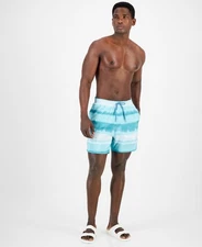 I.N.C. International Concepts Swim Shorts, Aqua Blue Ombre, Mid Rise, XXL