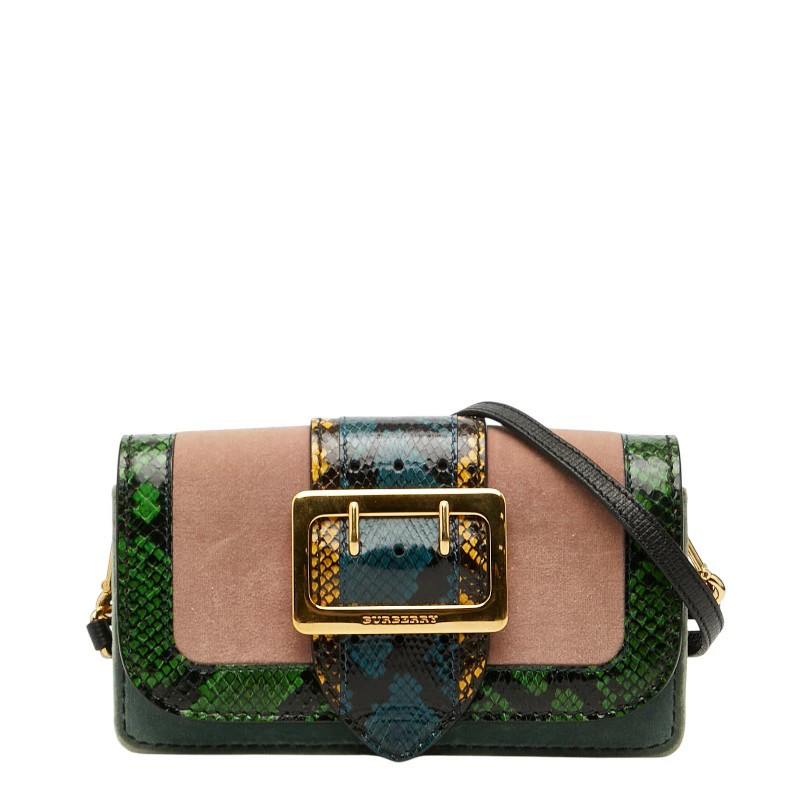 Burberry Patchwork Leather Suede Shoulder Bag Gre… - image 1