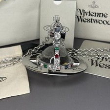 Vivienne Westwood Giant Orb Silver Clear Necklace Pendant WITH BOX