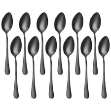 Black Spoons silverware teaspoons set of 12 6.6inch spoons set 12 Piece