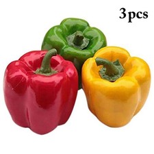 3pcs Künstliche Paprika Kunstgemüse Dekogemüse Dekoration Kaufmannsladen