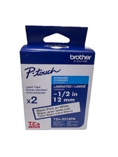 2 PACK Brother P-Touch GENUINE TZe-231 BLACK ON WHITE LABEL MAKER TAPE 1/2" 8mm