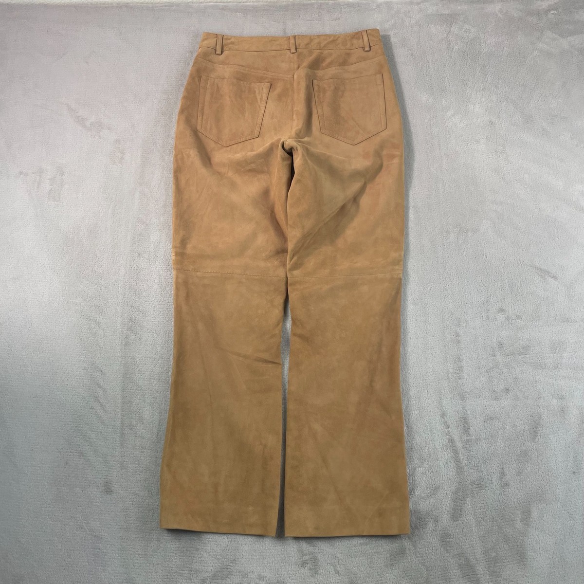 Vintage Brooks Brothers Goat Suede Leather Pants Women 8 Brown Bootcut Lined View 5