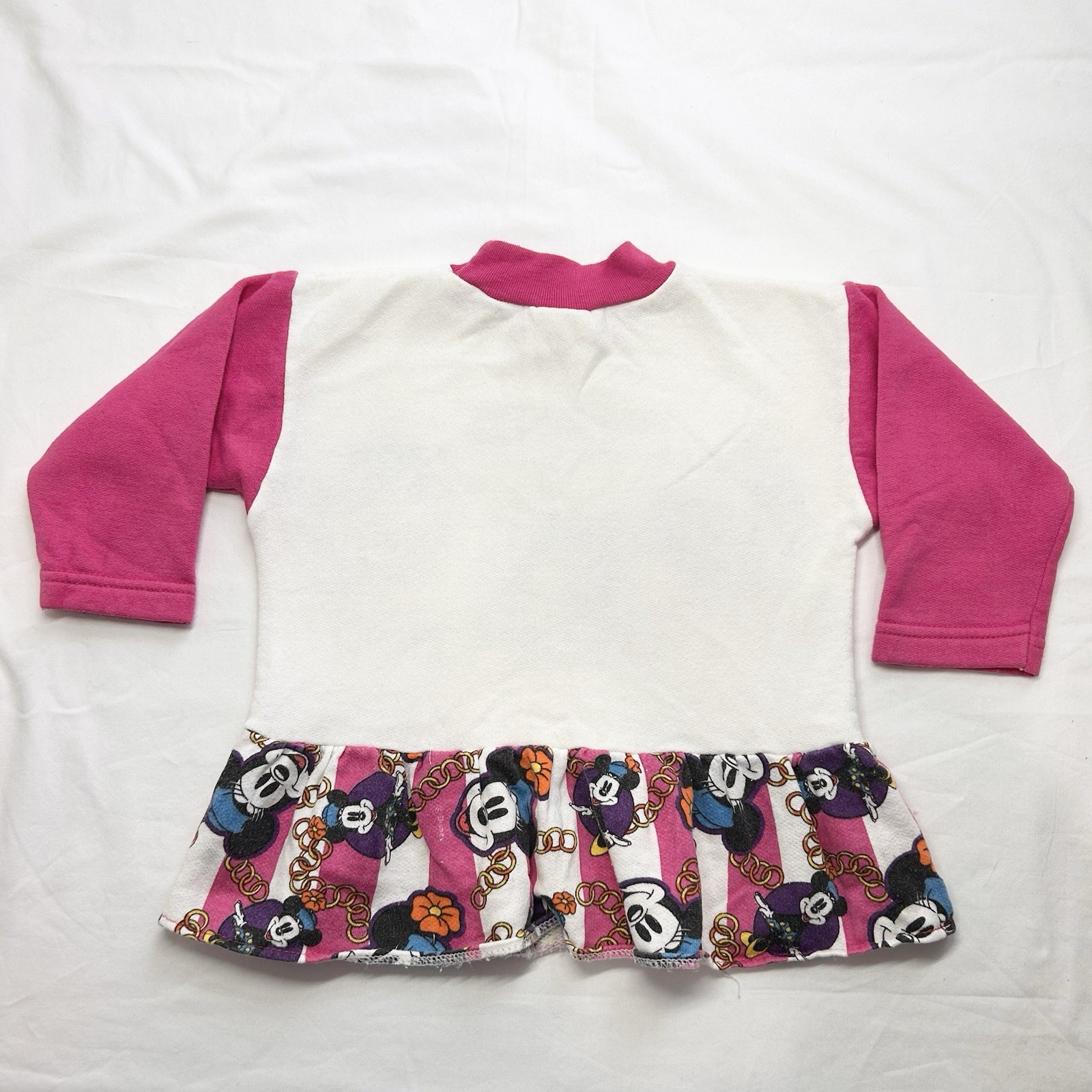 Vintage 90s Disney Club Mickey Minnie Mouse Dress Pink Rings Detail Size 2T Rare image 2