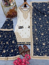 PAKISTANI INDIAN SALWAR KAMEEZ WEDDING PARTY WEAR DRESS BOLLYWOOD SUIT SHARARA