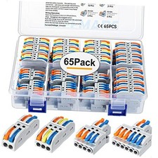 65 Pcs Compact Splicing Wire Connectors Assortment Pack, Quick Wiring