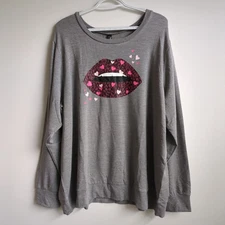 Torrid Sweatshirt Womens Size Plus 3X Modal Sleep Shirt Loungewear Heart Lips