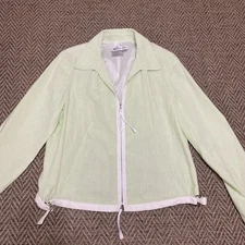 W by Worth Green Cotton Linen Blend Seersucker Jacket sz. 8 Nautical Preppy