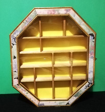 Vetrinetta Espositore da Parete Vintage in legno e Vetro con Foglietta a Fiori