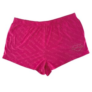 Bebe Sleepwear Shorts Pink All Over Print Rhinestone Heart Detail Size 3X Y2K