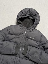 Eddie Bauer Jacket Youth L Black 550 Down Full Zip Logo Coat Outdoors Puffer