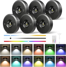 Rechargeable Puck Lights with Remote - 6 Pack LED under Cabinet Lighting, Color 