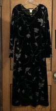Talbots Dress Womens Size Medium Black Long Sleeve Velvet Floral