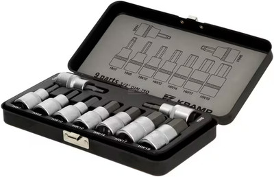 KRAMP Professional 9-teilig 1/2'' 6-Punkt Steckschlüsselsatz metrisch Sechskant Bit 1,5 kg