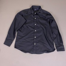 Chaps Button Down Shirt Boys Size Large 14/16 Black Long Sleeve Stretch Solid
