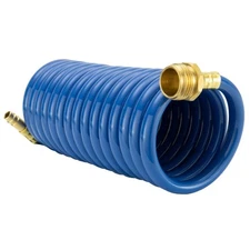 15' Blue RV Shower Hose with Quick Connect Sprayer - UV Resistant