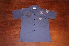 Boy Scouts of America BSA Youth Shirt Blue Medium Sewn Patches Short Sleeve