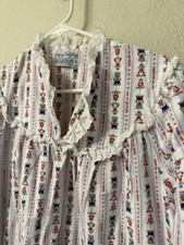 Lanz of Salzburg flannel traditional nightgown size L full length teddy bears