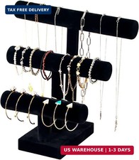 ByKen T Bar Bracelet Display Stand,Necklace Organizer Holder (Black)
