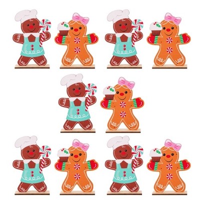 Set of 10 Gingerbreads Man Decorations Biscuit Man Ornament for Tabletop