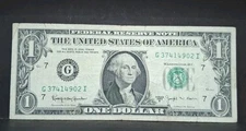 1963 B $1 Joseph Barr One Dollar Bill Federal Reserve Note Chicago Illinois 